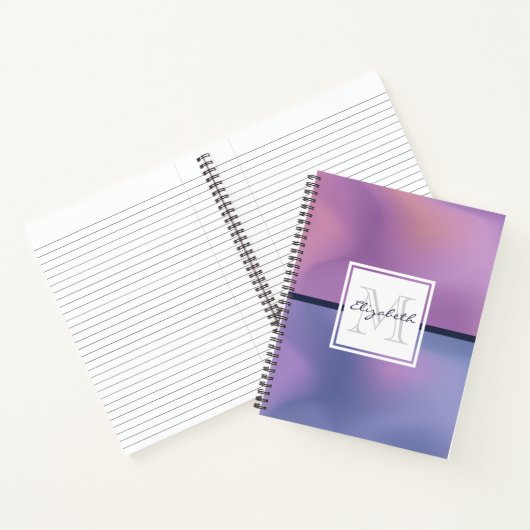 Modern Paars en roze draaiend abstract ontwerp Notitieboek (Binnen)