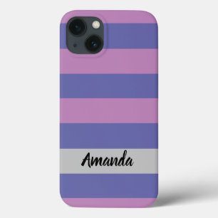 Modern paars en roze gepersonaliseerd iPhone 13 hoesje