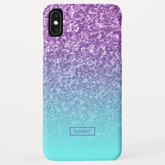Modern Paars Faux Glitter Turquoise Ombre no.2 Case-Mate iPhone Case (Achterkant)
