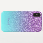Modern Paars Faux Glitter Turquoise Ombre no.2 Case-Mate iPhone Case (Achterkant (horizontaal))