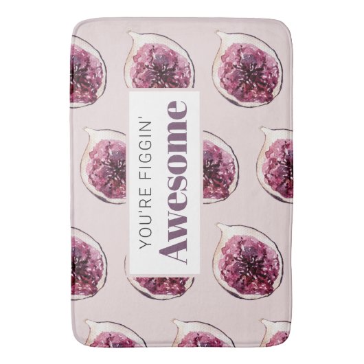 Modern Paars Fig Pattern & You are Figgin' Geweldi Badmat (Voorkant Verticaal)