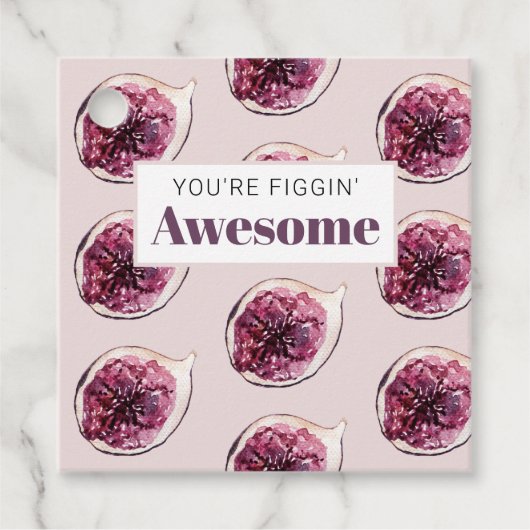 Modern Paars Fig Pattern & You are Figgin' Geweldi Bedankjes Labels (Voorkant)