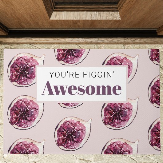 Modern Paars Fig Pattern & You are Figgin' Geweldi Deurmat
