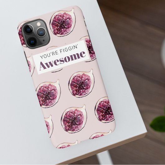 Modern Paars Fig Pattern & You are Figgin' Geweldi iPhone Hoesje