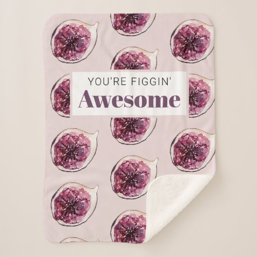 Modern Paars Fig Pattern & You are Figgin' Geweldi Sherpa Deken (Voorkant)