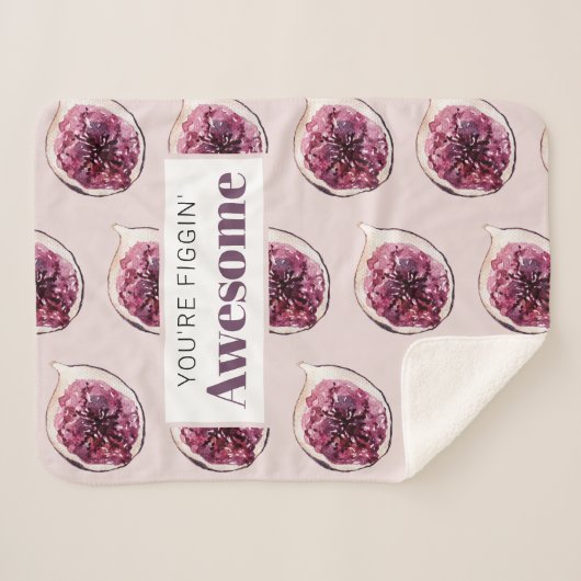 Modern Paars Fig Pattern & You are Figgin' Geweldi Sherpa Deken (Voorkant (horizontaal))