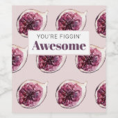 Modern Paars Fig Pattern & You are Figgin' Geweldi Wijn Etiket (Enkel label)