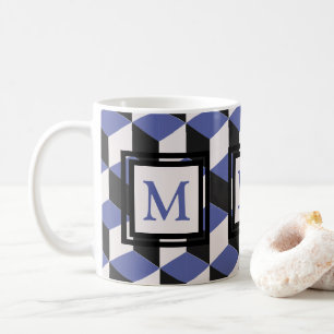 Modern Paars Geometrisch Patroonmonogram Koffiemok