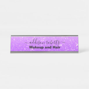 Modern Paars Glitter Business Desk Name Bord Bureau Naambordje