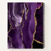 Modern Paars goudglitter Geode Monogram Notitieboek (Achterkant)