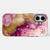 Modern Paars goudmarmer monogram op maat Case-Mate iPhone Case (Achterkant (horizontaal))