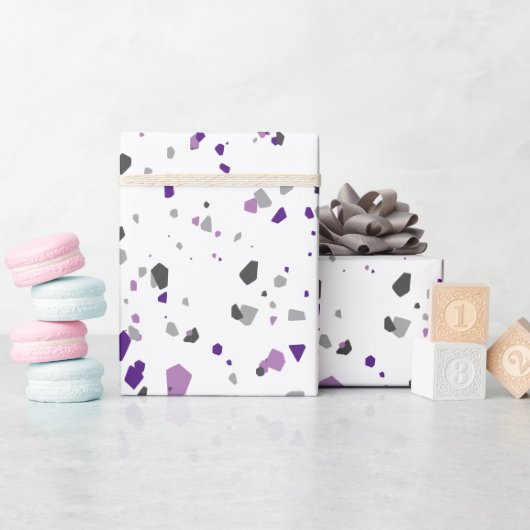 Modern Paars Gray Terrazzo Pattern Cadeaupapier (Baby Shower)