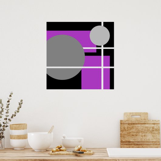 Modern Paars grijs zwart wit - MS0001 Canvas Poster (Keuken)