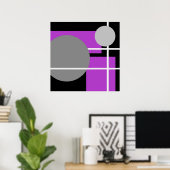 Modern Paars grijs zwart wit - MS0001 Canvas Poster (Thuiskantoor)