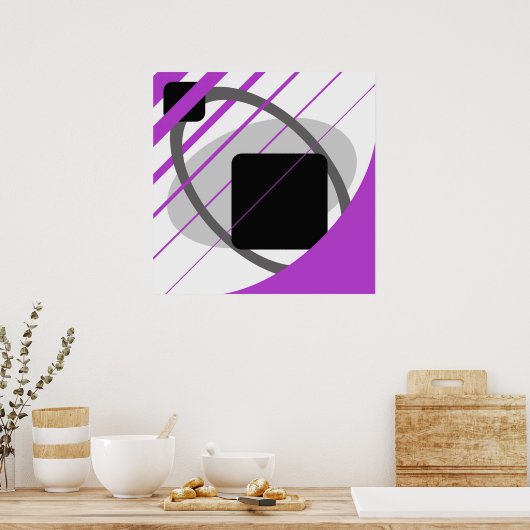 Modern Paars grijs zwart-wit - MS0002 Canvas Poster (Keuken)