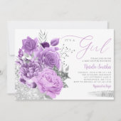 Modern Paars is een meisje met Floral Boho Baby sh Kaart (Voorkant)
