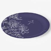 Modern Paars monogram - Bord Floral paper (Gekanteld)