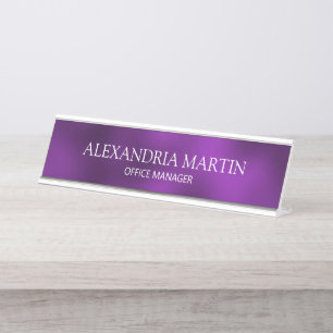 Modern Paars Naambord voor op de Deur Bureau Naambordje