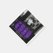 Modern Paars Neon Photo Afstuderen Servet (Hoek)