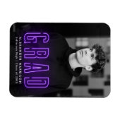 Modern Paars Neon Vertical Photo Afstuderen Magneet (Horizontaal)