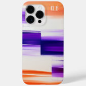 Modern Paars & Oranje Kwaststreken Monogram Case-Mate iPhone Case (Achterkant)