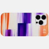 Modern Paars & Oranje Kwaststreken Monogram Case-Mate iPhone Case (Achterkant (horizontaal))