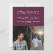 Modern paars script 3 foto stijlvol afstuderen kaart (Achterkant)