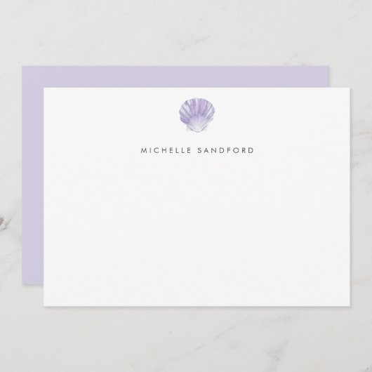Modern Paars Seashell - Aangepast Notitiekaartje (Voorkant / Achterkant)