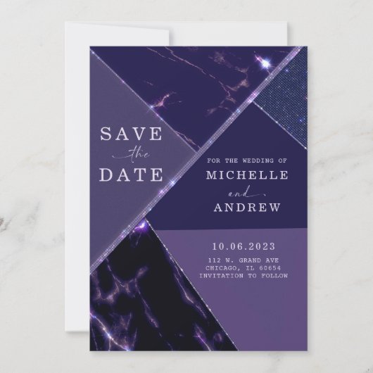 Modern Paars sparen de Sjabloon van de Datum Kaart (Voorkant)