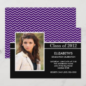 Modern Paarse Chevron Foto Graduation Party Kaart (Voorkant / Achterkant)