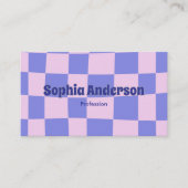 Modern Paarse en roze dambord - QR-code Visitekaartje (Voorkant)