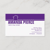 Modern Paarse en witte onroerend goed Visitekaartje (Voorkant)