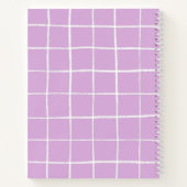 Modern Paarse en witte rasterpatroon Notitieboek (Achterkant)