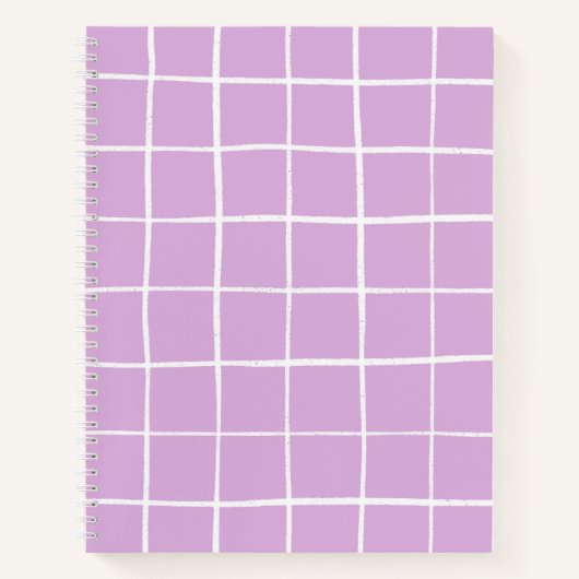 Modern Paarse en witte rasterpatroon Notitieboek (Voorkant)