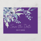Modern Paarse Floral Boho Wedding Save the Date Briefkaart (Voorkant)