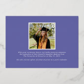 Modern Paarse Foto Afstudeer Uitnodiging (Achterkant)