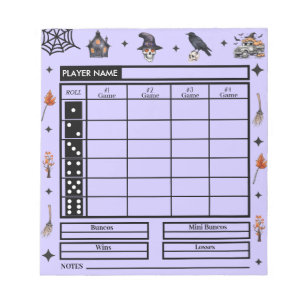Modern Paarse Halloween Theme Bunco Score Pad Notitieblok