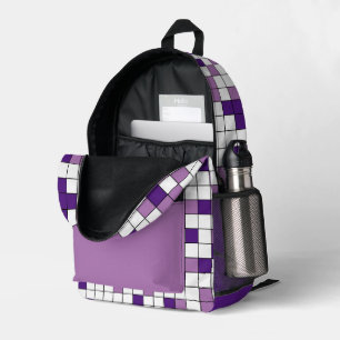 Modern Paarse Lavendel geometrisch rasterpatroon Bedrukte Rugzak