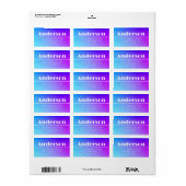 Modern Paarse Ombre retouradres Etiket (Full Sheet)