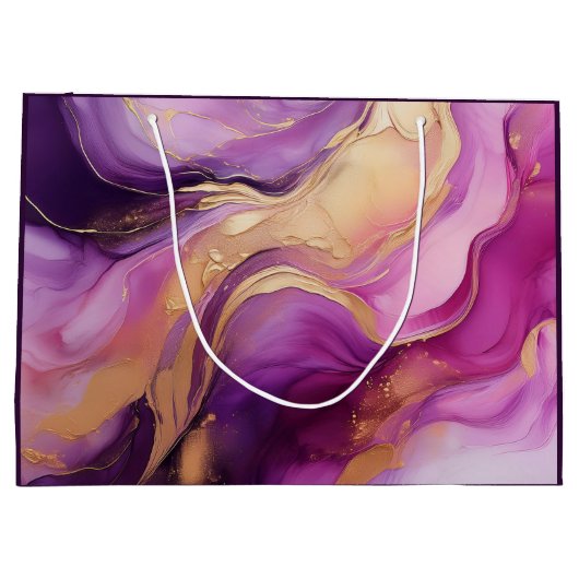 Modern Paarse roze en goud- Groot Cadeauzakje (Achterkant)