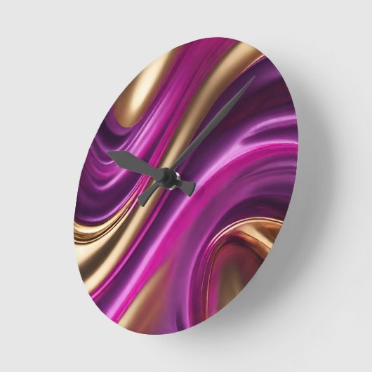 Modern-Paarse Roze en Goud- Ronde Klok (Hoek)