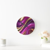 Modern-Paarse Roze en Goud- Ronde Klok (Huis)