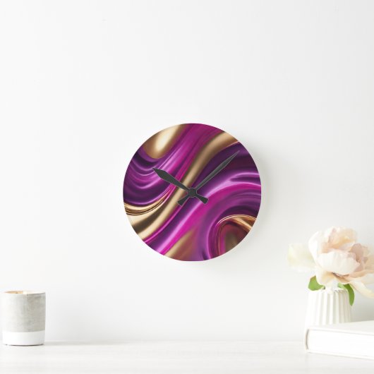 Modern-Paarse Roze en Goud- Ronde Klok (Huis)