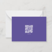 Modern Paarse Script QR-code De datum opslaan Notitiekaartje (Achterkant)