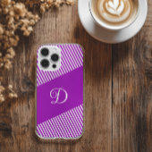 Modern Paarse strepen monogram Case-Mate iPhone Case
