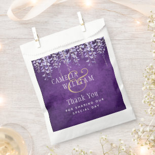 Modern Paarse Wisteria Lace Wedding Bedankzakje