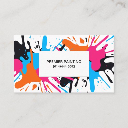 Modern Paint Splatter Visitekaartje (Voorkant)