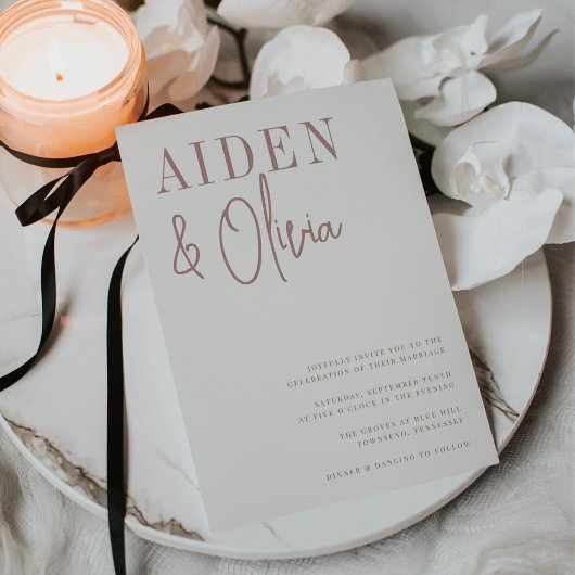 Modern Pair | Terracotta Typography Wedding Kaart