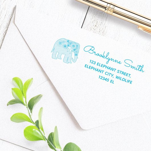 Modern Paisley Elephant Return-adres Zelfinktende Stempel