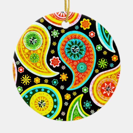 Modern Paisley Patroon - Diamond Studs Keramisch Ornament (Voorkant)